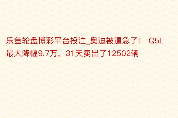 乐鱼轮盘博彩平台投注_奥迪被逼急了！ Q5L最大降幅9.7万，31天卖出了12502辆